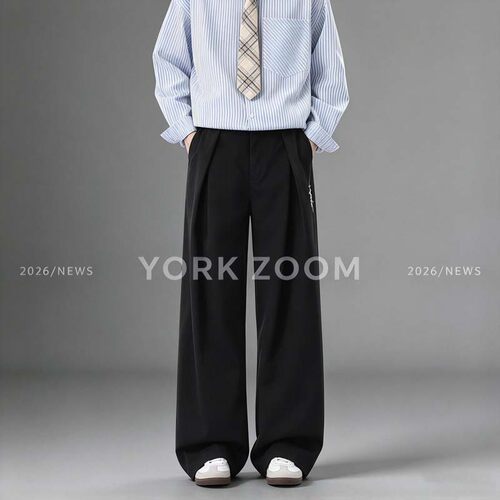 York Zoom秋季新品潮流卫裤男女微喇休闲裤cleanfit弯刀拉链裤