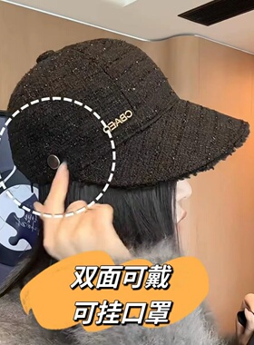 可挂口罩鸭舌帽双面可戴加绒保暖