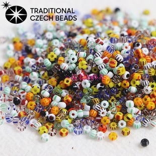 进口捷克宝仕奥莎3mm条纹实色透明玻璃米珠 手工diy手链项链耳环