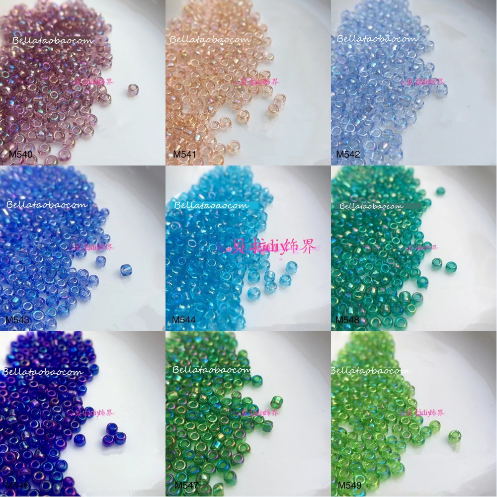 国产优质1.5mm透明幻彩米珠diy古风发饰流苏配件手工十字绣梭编材