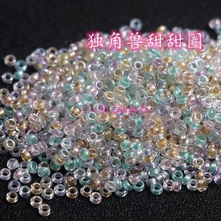 超优3mm独角兽珠光甜甜圈玻璃米珠手工diy手链项链车轮珠隔珠材料