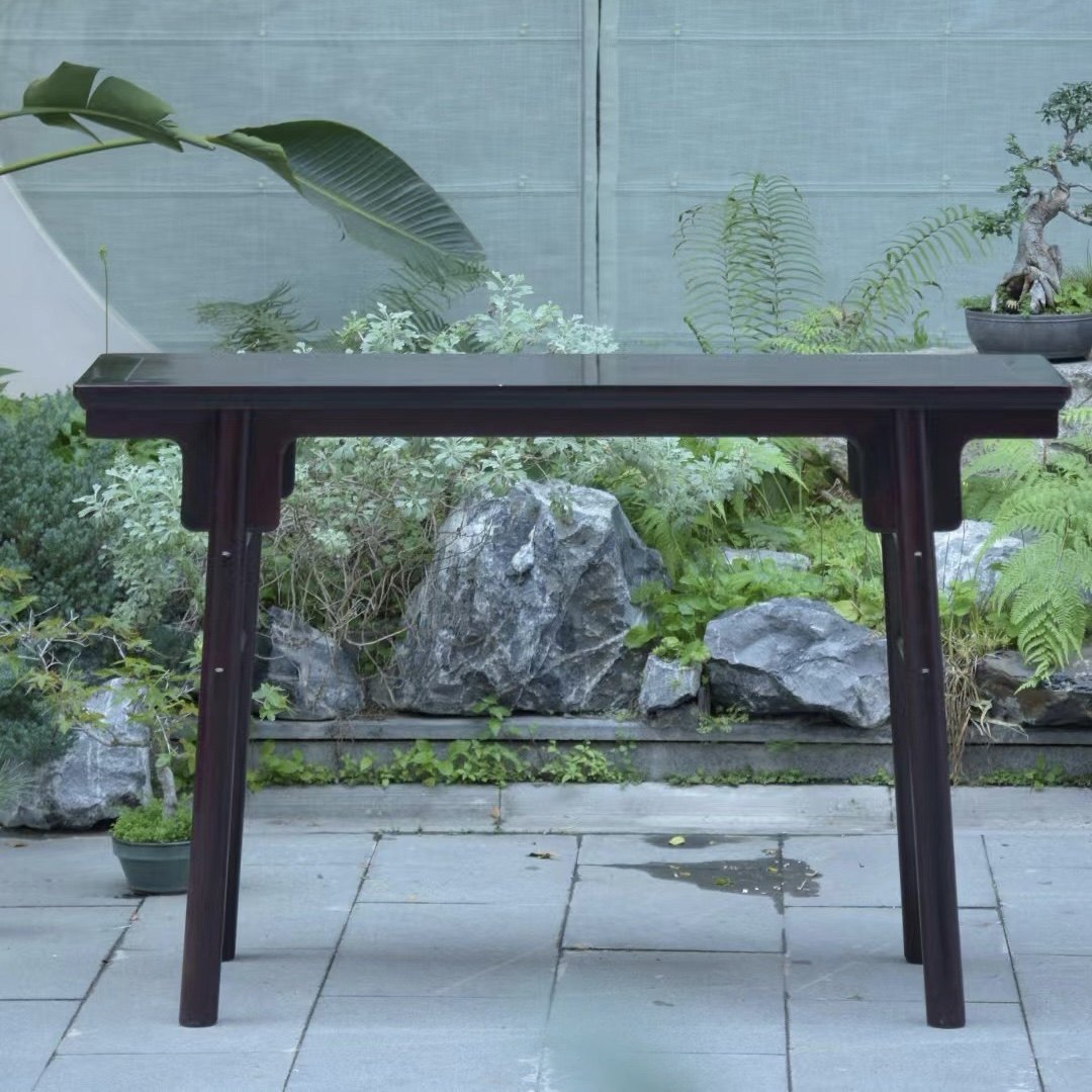 明式家具经典：赞比亚血檀刀牙平头案/条案/玄关台/中堂/边桌