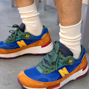 DAMAHOOV秋冬户外露营cityboy卷口纯色纯棉复古堆堆袜子男女中筒