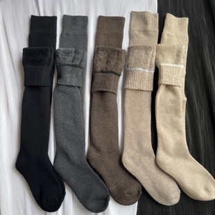 羊绒超厚加绒冬季 保暖棉袜月子袜睡眠袜地板袜纯色长袜毛圈袜
