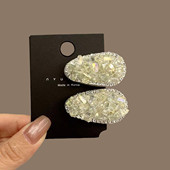 法式 超闪仙气质满钻椭圆刘海侧边百搭闪钻发卡发夹韩 重工春夏新款