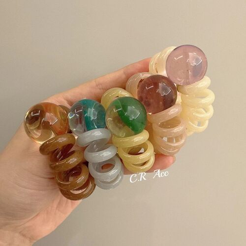 日韩简约电话线发圈头饰女高弹力