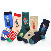 个性 森林童话 童话动物新品 新款 提花AB女中筒棉袜 2022春季