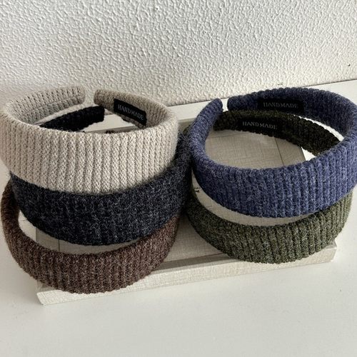 韩国复古纯色宽版毛线发箍秋冬针织毛绒头箍气质高颅顶发卡头饰女