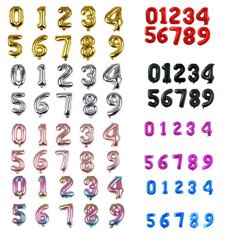 渐变色数字美版铝膜金色生日气球
