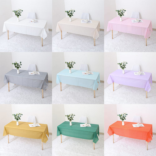 一次性生日派对长方形宴会桌布PEVA防水防油纯色塑料台布137x274