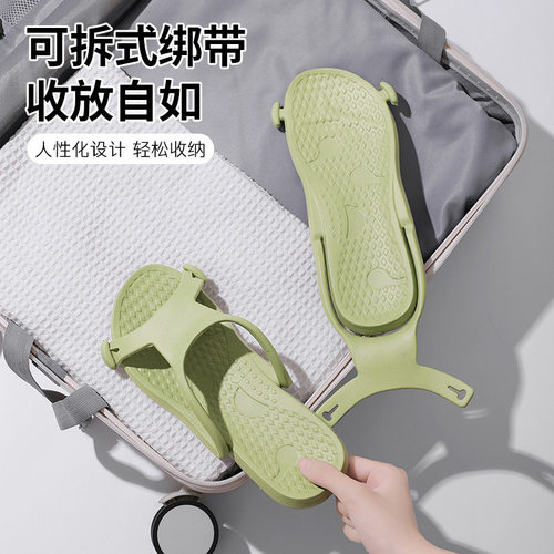 夏季新款旅行折叠拖鞋出差男女凉拖鞋防滑软底情侣户外沙滩凉拖鞋