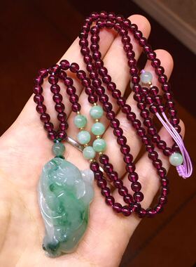 天然a货翡翠雕刻如意貔貅紫牙乌