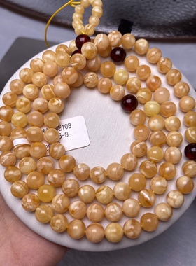 蜜蜡虎皮纹手串天然佛珠