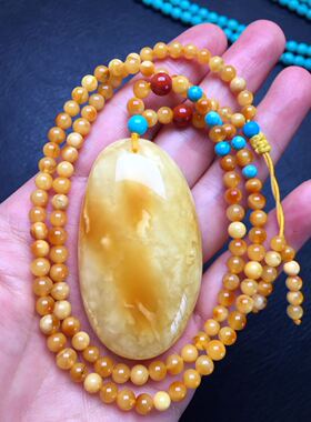 天然蜜蜡古朴风吊坠