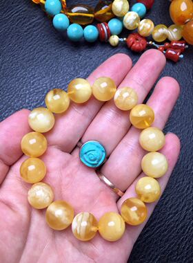 左右俄料蜜蜡颜色浓郁手串