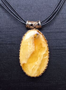 波兰银镀金镶嵌唯美风蜜蜡吊坠