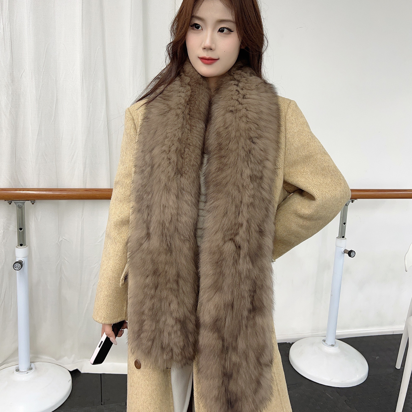 狐狸毛编织双面长围巾女士冬季真毛皮草毛毛围巾围脖