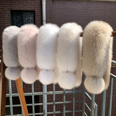 冬季围脖毛球狐狸毛保暖真毛毛领