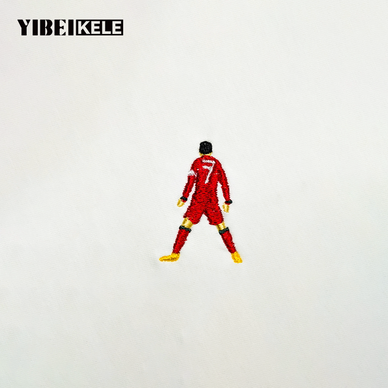 YIBEIKELEC罗7 号球星背影刺绣 T 恤 精致胸绣，球迷简约短袖