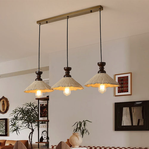 美式客餐厅吊灯中古风实木灯卧室