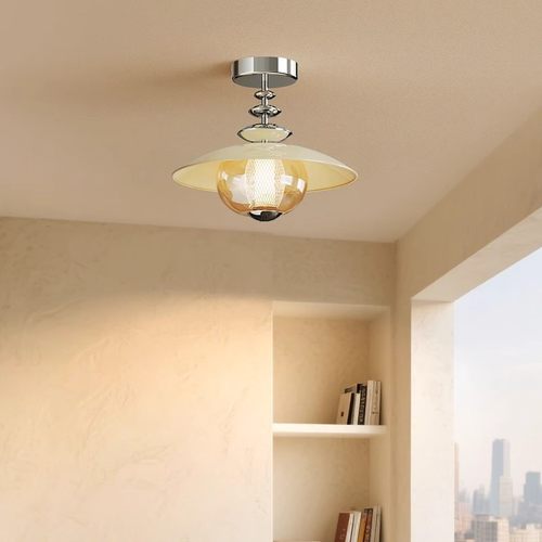 法式奶油过道吸顶灯中古风包豪斯厨卫灯玄关走廊入户创意玻璃灯具