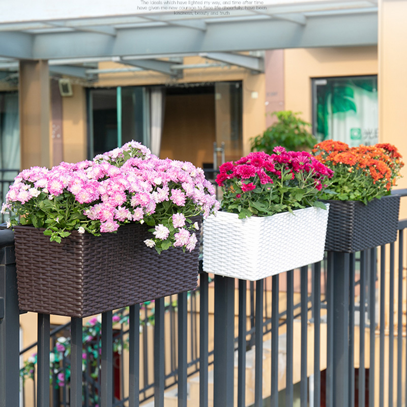 懒人花盆仿藤编长方形自动吸水花盆花园绿萝多肉种植田多功能花盆