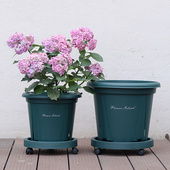 花盆托盘带轮可移动托盘加厚圆形花盆底座托盘塑料底托滚轮大托盘