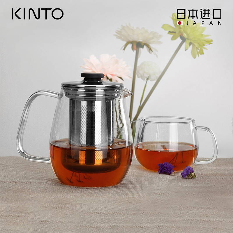 kinto日本玻璃带盖不锈钢泡茶壶
