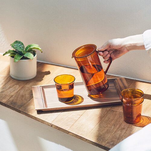 日本复古琥珀色耐热玻璃茶杯