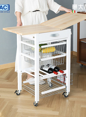 DLAC意大利进口果蔬收纳架厨房多功能推车置物架多层折叠餐桌架子