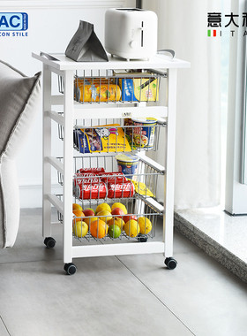 DLAC意大利进口厨房推车置物架落地多层收纳架夹缝移动果蔬储物架