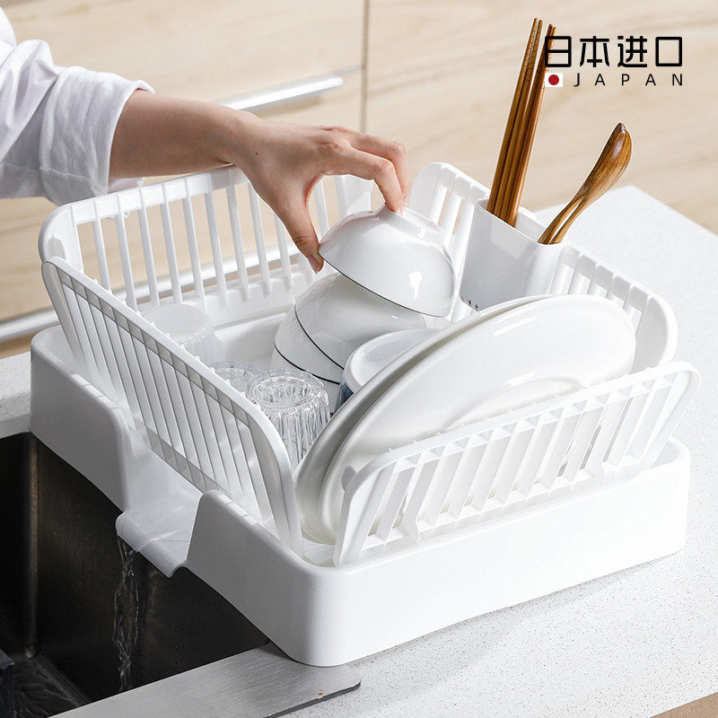 日本进口厨房沥水架家用折叠碗碟架水槽放碗篮餐具碗盘收纳架碗架