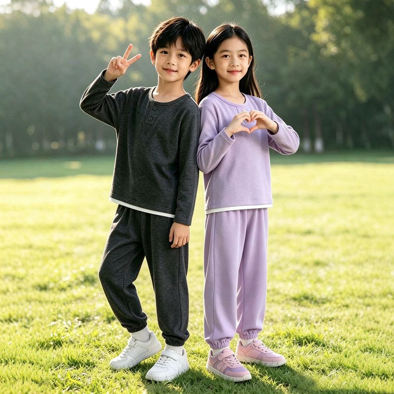 儿童居家服套装男童家居服女童学生秋装休闲束脚裤两件套秋季外穿