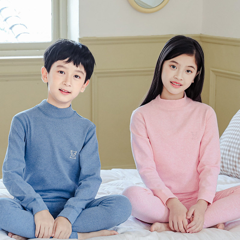 儿童彩棉中领内衣套装冬季