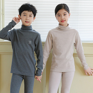 厚 中领高领圆领冬季 儿童内衣套装 男童彩棉女童桑蚕丝羊绒秋衣秋裤