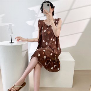 少女棉绸睡裙女士棉绸无袖连衣裙成人绵绸裙子人造棉居家夏季薄款