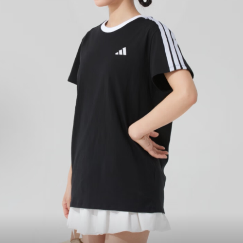 现货adidas BOYFRIEND 条纹撞色时尚休闲透气短袖 T恤 女款JY7612