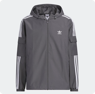 adidas originals Track STAG百搭连帽夹克外套 男女 深灰KB1942