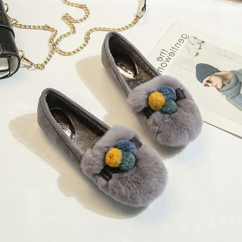 香港豆豆鞋女冬季2025新款网红平底毛毛鞋外穿加绒兔毛单鞋女大码,女鞋,浅口单鞋,淘宝优惠券,粉丝福利购,淘宝优惠卷