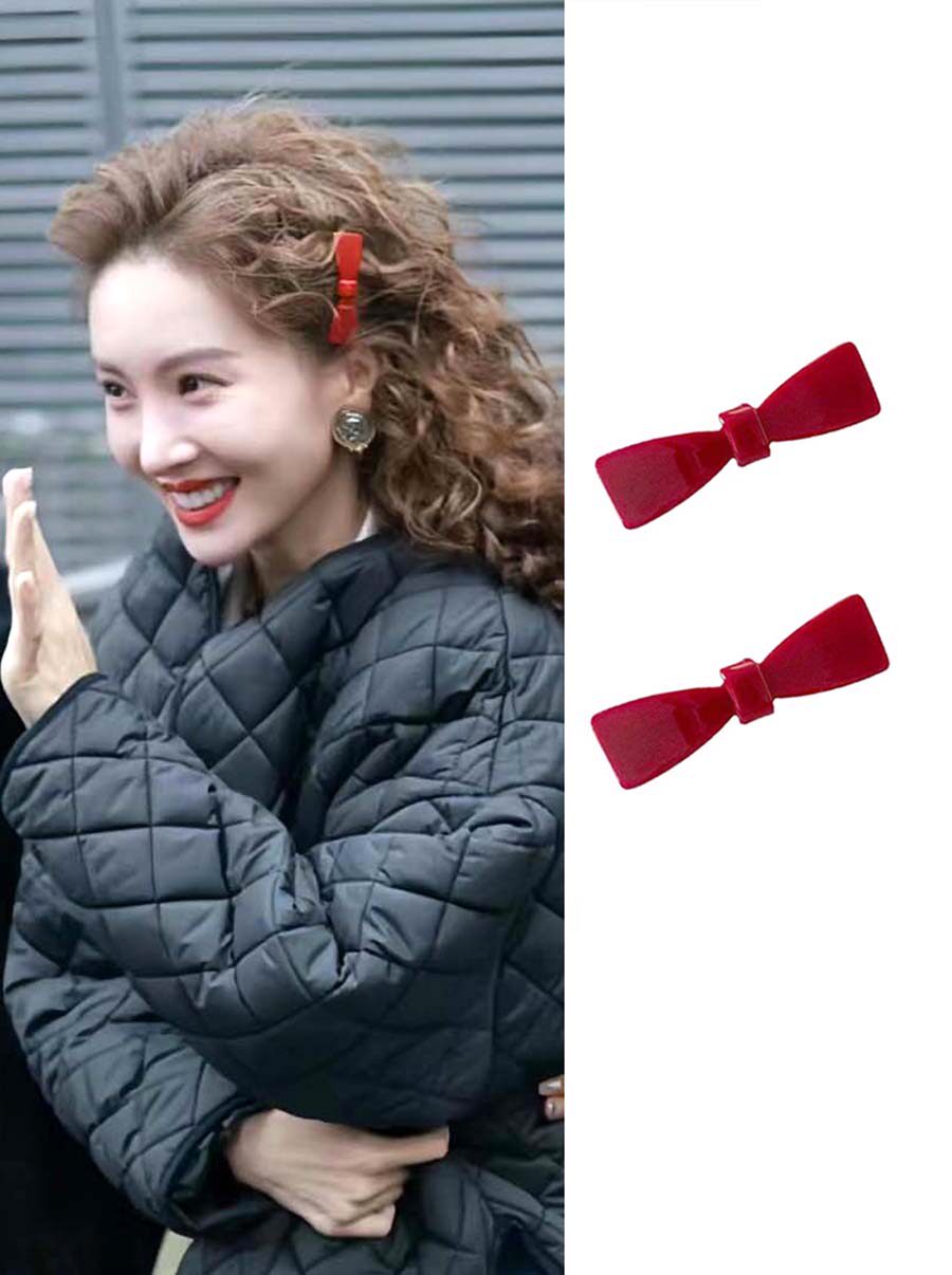 金晨同款羊毛卷红色蝴蝶结发夹头饰侧边刘海夹发卡子鸭嘴夹发饰女,饰品/流行首饰/时尚饰品新,发饰,淘宝优惠券,粉丝福利购,淘宝优惠卷