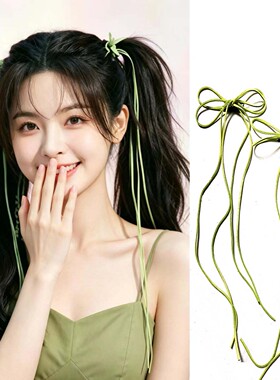 明星同款y2k发饰女榄绿色蝴蝶结