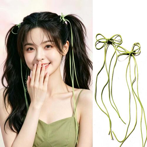 明星同款y2k发饰女榄绿色蝴蝶结