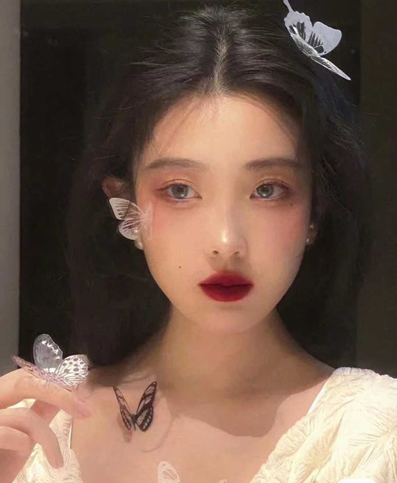 清透灵动黑白透明花纹蝴蝶脸贴网红写真拍照配饰摄影创意妆造饰品