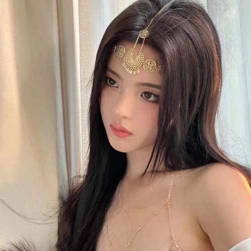 杨超越同款发饰金色流苏额头链