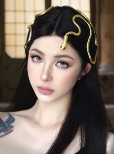 神秘感古希腊金蛇秀场盘绕头上扭曲 长蛇发饰发箍头饰项链两用款