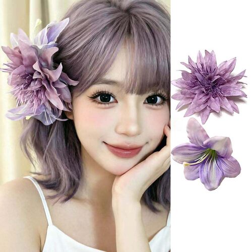 氛围感发饰女紫色海葵花发卡夹子