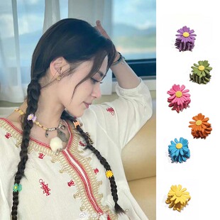 明星发饰阿娇同款春天彩色雏菊花朵小发抓夹简约刘海碎发夹发卡子