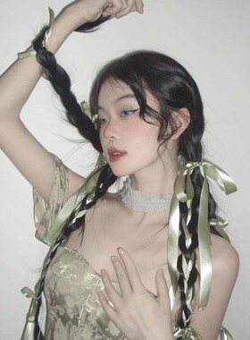新中式绿野仙踪丝带编发绿色发带