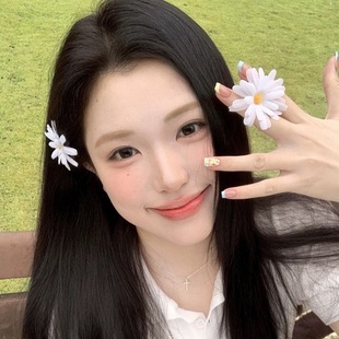 超仙白色小雏菊太阳花发夹女2025年新款侧边头花花朵发卡海边头饰