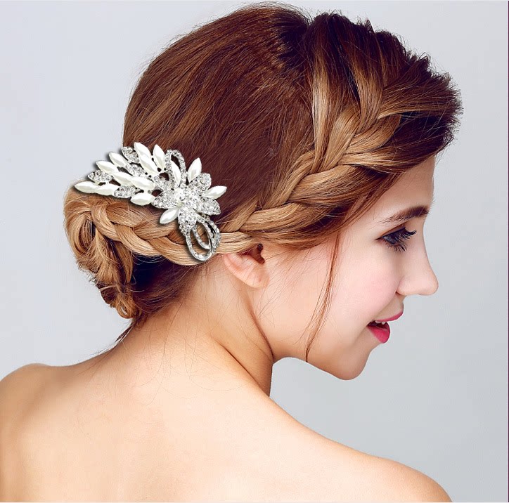 时尚发饰新款水钻珍珠发梳插梳盘发梳子发叉懒人丸子头工具头饰品